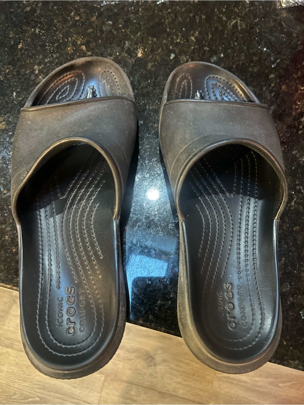 CROCS Black Slide Sandals with Textured Footbed